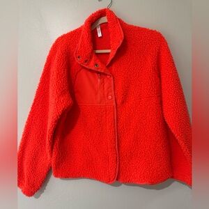 Women's Neon Orange Sherpa Fleece Jacket